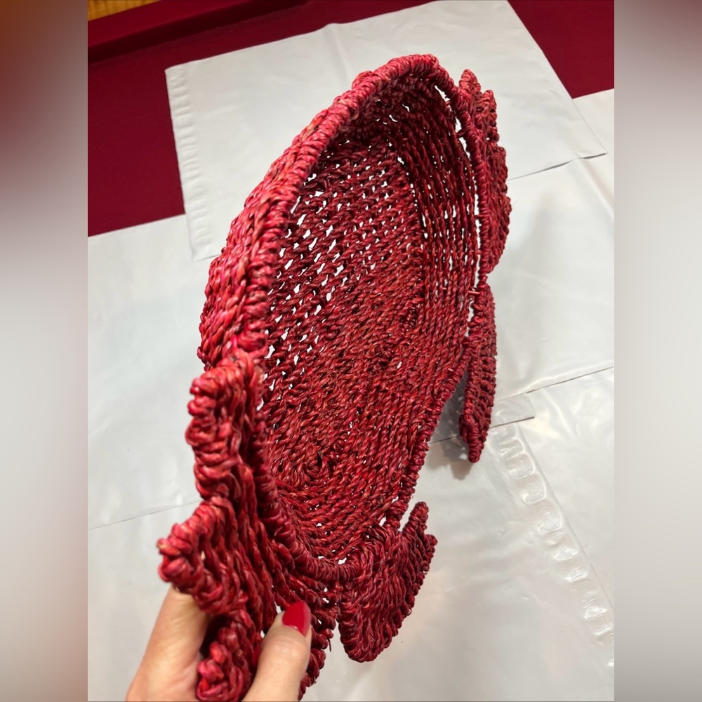 Crab RED Wicker SERVING BASKET Weaved Straw TRAY, 40 crab Napkins Ocean SET NEW - Picture 9 of 16